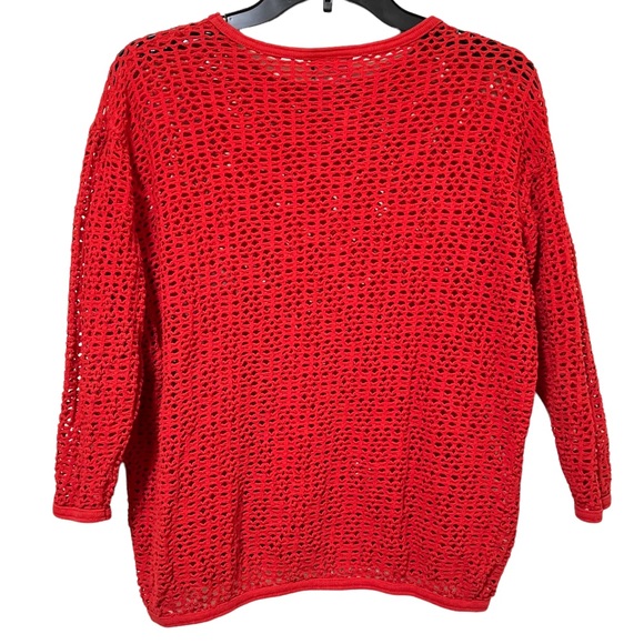 Vintage Pacific Connections Red Open Knit Swim Coverup Top - Picture 4 of 7